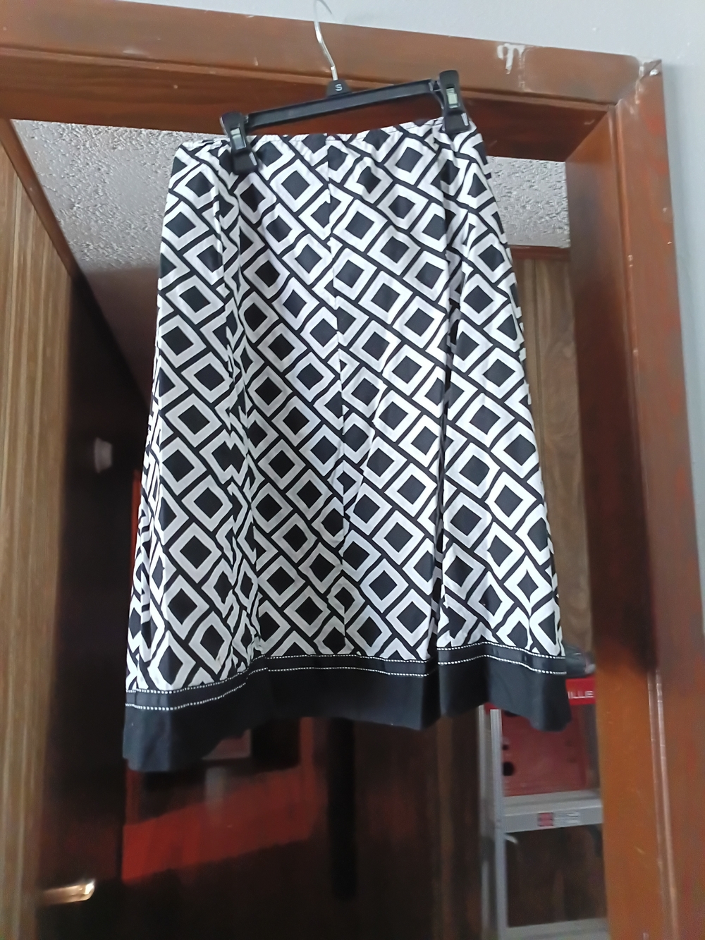 Cato Black & White Geometric A-Line Skirt - Women